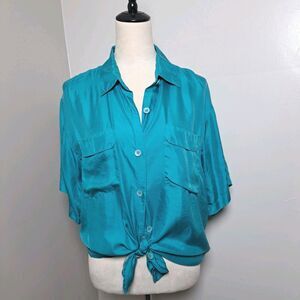 VTG 80s Y2K Silk House 100% Silk Lightweight Button Up Blouse Shirt Med Classic